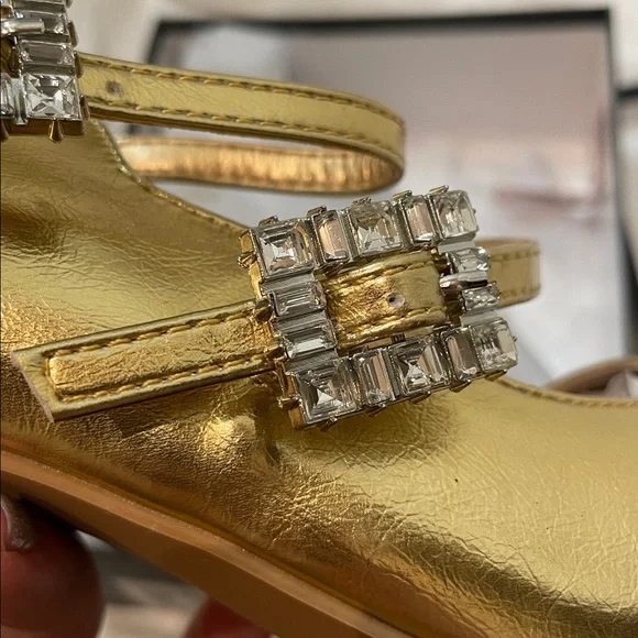 •CAPE ROBBIN• “Selina” Double Strap Mary Jane Heels - Gold // NIB - Picture 7 of 11